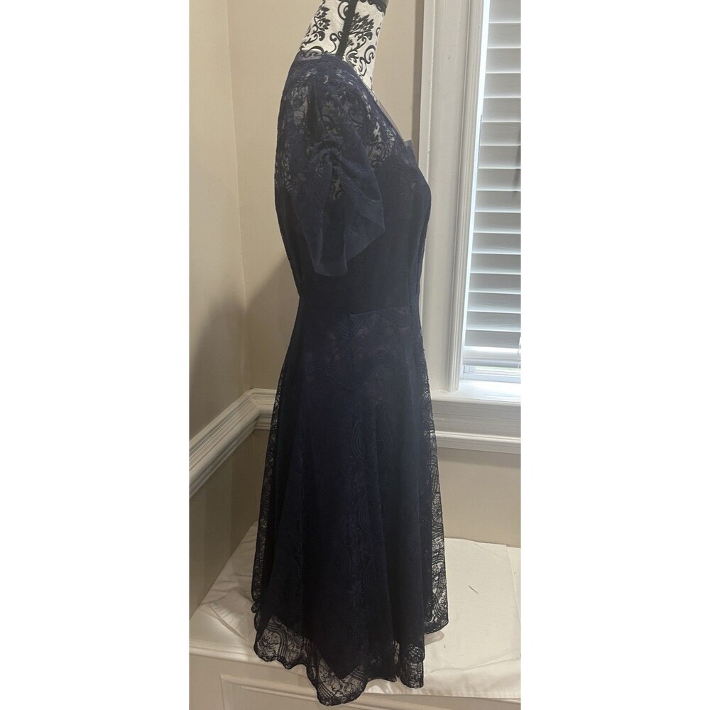 VTG 50’s Cocktail Prom Blue Lace Purple Taffeta Dress Womens Handmade*Flaw - Picture 4 of 16